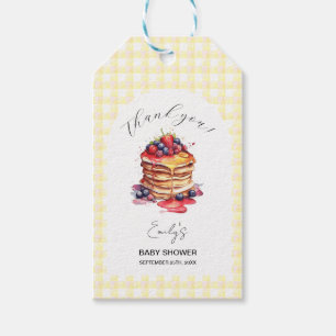 Pancakes och Nappar Gingham Play Baby Shower Presentetikett
