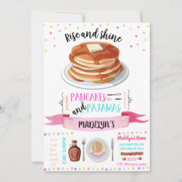 Pancakes och Pajamas 1:a födelsedagsinbjudan kort
