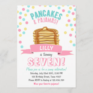 Pancakes och Pajamas Födelsedagsfest inbjudan