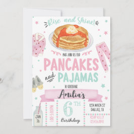 Pancakes och Pajamas Födelsedagsfest inbjudan