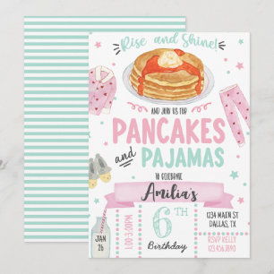 Pancakes och Pajamas Födelsedagsfest inbjudan