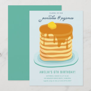 Pancakes och Pajamas-Födelsedagsfesten Inbjudningar