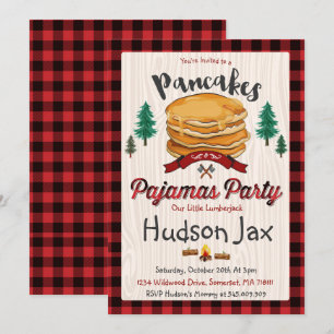 Pancakes och Pajamas födelsedagsinbjudan inlagd Inbjudningar