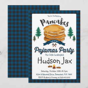 Pancakes och Pajamas födelsedagsinbjudan inlagd Inbjudningar