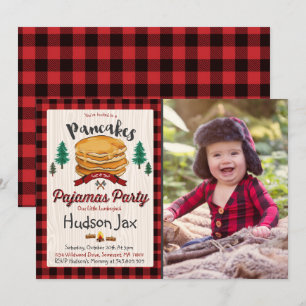 Pancakes och Pajamas födelsedagsinbjudan inlagd Inbjudningar