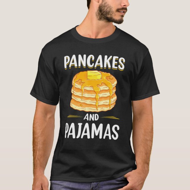 Pancakes och Pajamas Funny Sleepover Breakfast T Shirt (Framsida)