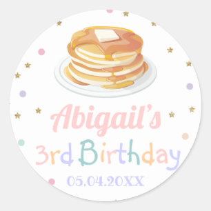 Pancakes och Pajamas Glitter Dot Star Kid Birthday Runt Klistermärke