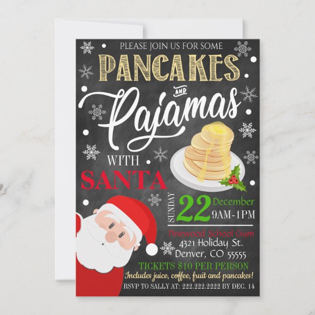 Pancakes och Pajamas-jul Inbjudningar (Framsida)