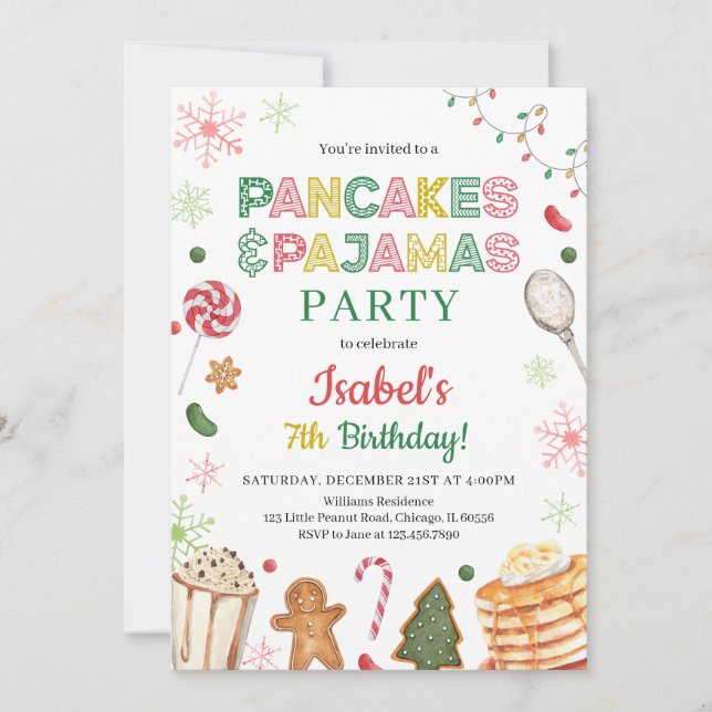 Pancakes och Pajamas Juldag Inbjudningar (Framsida)