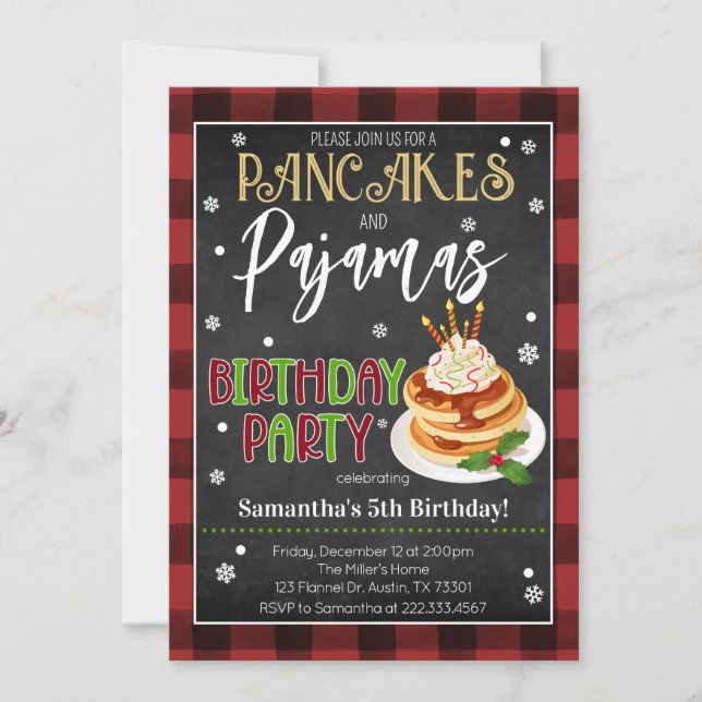 Pancakes och Pajamas-julen Party Inbjudningar (Framsida)