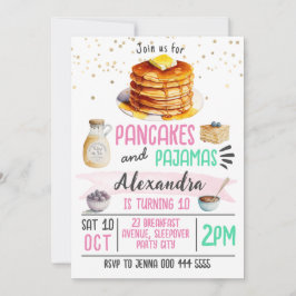 Pancakes och Pajamas Sleepover Birthday bjudande Inbjudningar