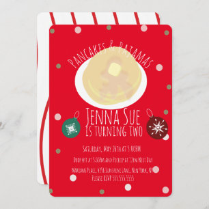 Pancakes och Pajamas Sleepover Girls   Jul Inbjudningar