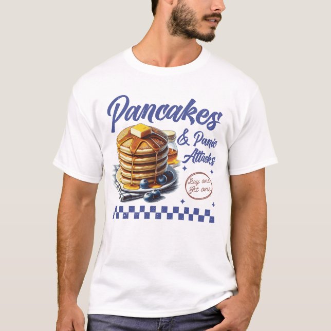 Pancakes och Panic Attacker mot psykisk hälsa i Hu T Shirt (Framsida)