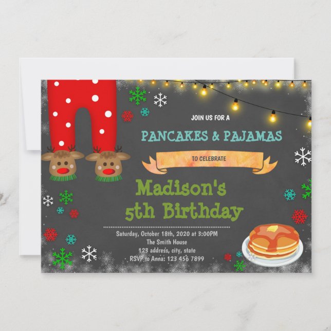 Pancakes och pyjamas christmas-inbjudan inbjudningar (Framsida)