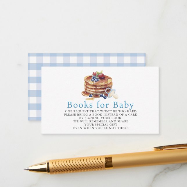 Pancakes & Pacifiers Blue Gingham Boy Book Request Tilläggskort (Fram/Back In Situ)