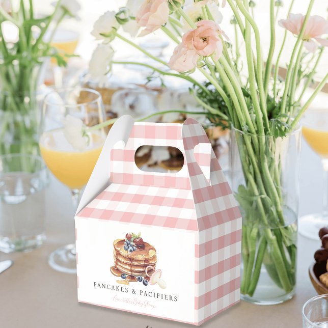 Pancakes & Pacifiers Pink Gingham Girl Baby Shower Presentaskar (Skapare uppladdad)
