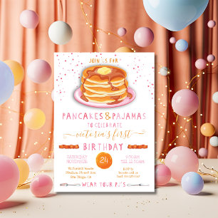 Pancakes & Pajamas Födelsedagsfest inbjudan