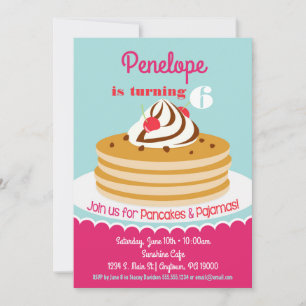 Pancakes Pajamas-inbjudan Flick kalas Inbjudningar