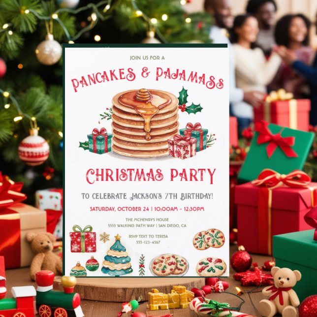 Pancakes & Pajamas julfestkort Inbjudningar (Skapare uppladdad)