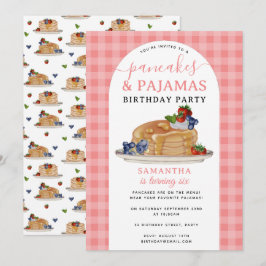 Pancakes Pajamas PJ's Girl Kids Birthday Party Inbjudningar