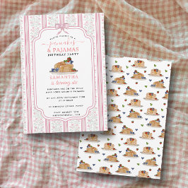 Pancakes Pajamas PJ's Girl Kids Birthday Party Inbjudningar
