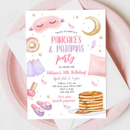 Pancakes Pajamas Sleepover Slumber Party Birthday Inbjudningar