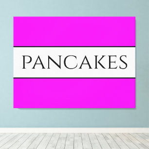 PANCAKES Roligt Text BrightStor Rosa White Rand Canvastryck