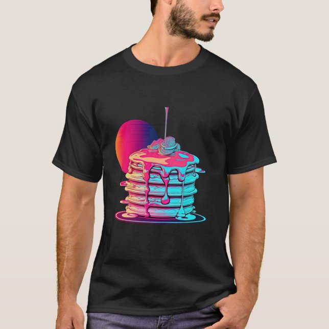 Pancakes Synthwave 80s Retrowave Aesthetic  1 T Shirt (Framsida)