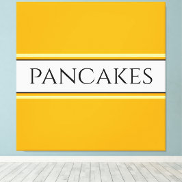 PANCAKES Text Bright Golden Gult White Rand Canvastryck