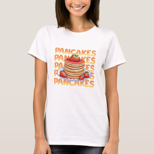 Pancakes Topped with Strawbär T Shirt (Framsida)