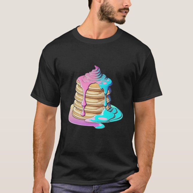 Pancakes Vaporwave Retrowave Aesthetic T Shirt (Framsida)