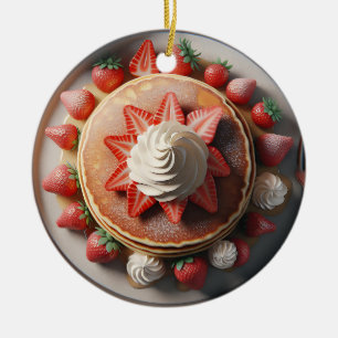 Pancakes Whipping Cream and Strawbär jul Julgransprydnad Keramik