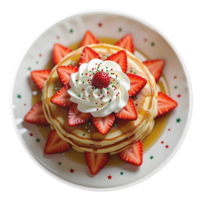 Pancakes with Whipped Cream & Christmas Sprinkles Knopp (Framsidan)