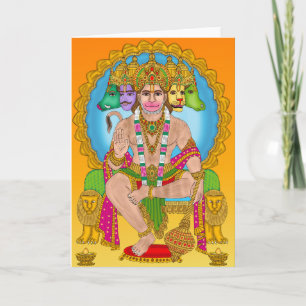 Panchmukhi Hanuman Greeting Card Hindu Lord Hanu Kort