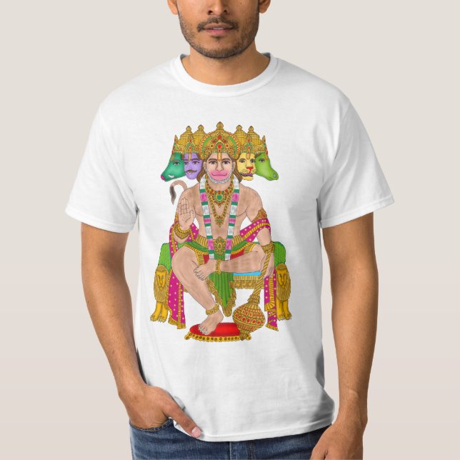 Panchmukhi Hanuman T-Shirt | Powerful Hindu Lord H (Framsida)