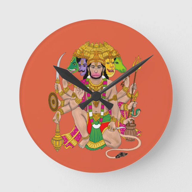 Panchmukhi Hanuman väggklocka  (Framsida)