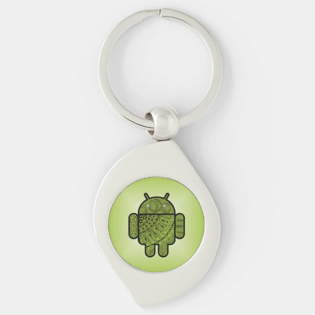 Pancho Doodle för Android™ Swirl Silverfärgad Nyckelring (Framsidan)
