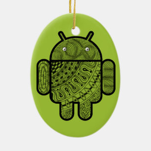 Pancho Doodle-tecken för Android™-robot Julgransprydnad Keramik