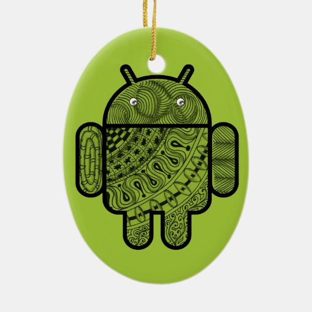 Pancho Doodle-tecken för Android™-robot Julgransprydnad Keramik (Baksidan)