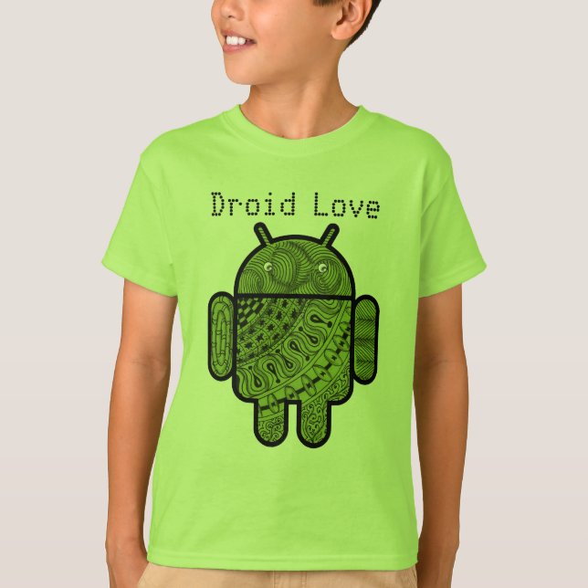 Pancho Doodle-tecken för Android™-robot T Shirt (Framsida)
