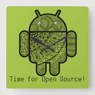 Pancho Doodle-tecken för Android™-roboten Fyrkantig Klocka