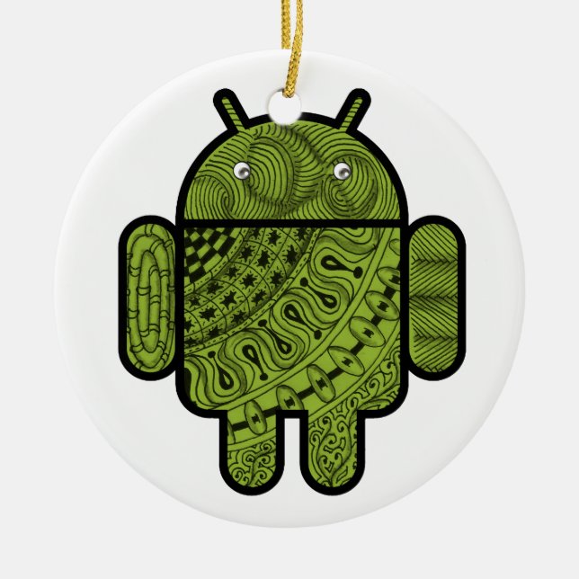 Pancho Doodle-tecken för Android™-roboten Julgransprydnad Keramik (Framsidan)