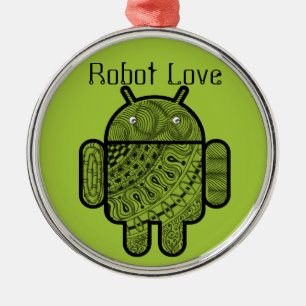 Pancho Doodle-tecken för Android™-roboten Julgransprydnad Metall