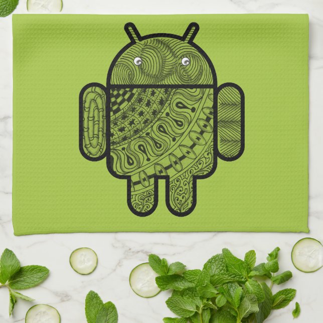 Pancho Doodle-tecken för Android™-roboten Kökshandduk (Vikta)