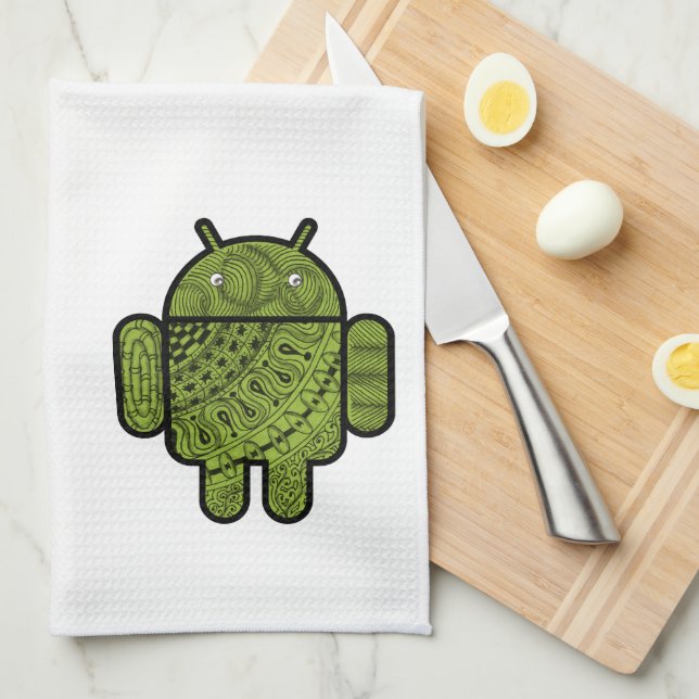 Pancho Doodle-tecken för Android™-roboten Kökshandduk (Vikt i Fjärdedel)