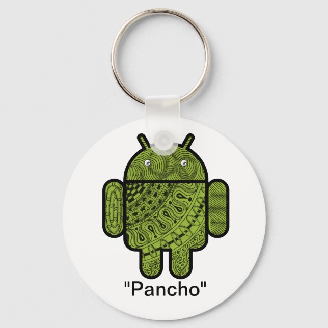 Pancho Doodle-tecken för Android™-roboten Nyckelring (Framsida)