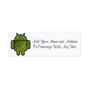 Pancho Doodle-tecken för Android™-roboten Returadress Etikett