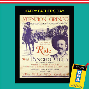 Pancho Villa Fars dag 💣 Historical Hälsning Helg Vykort
