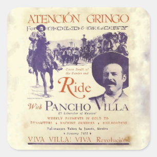 Pancho Villa 🔥 Mexican Hero General Fyrkantigt Klistermärke