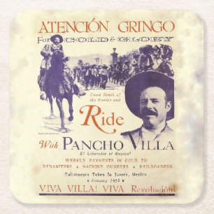 Pancho Villa 🔥 Mexican Hero General Underlägg Papper Kvadrat